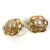 CHANEL vintage Faux Pearl Flower Accessories Earrings Metal Gold