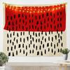 Japanese Crane Tapestry, Black Background with Red Sun, White Clouds and Sakura Print Wall Hanging for Bedroom,Living Room Decor