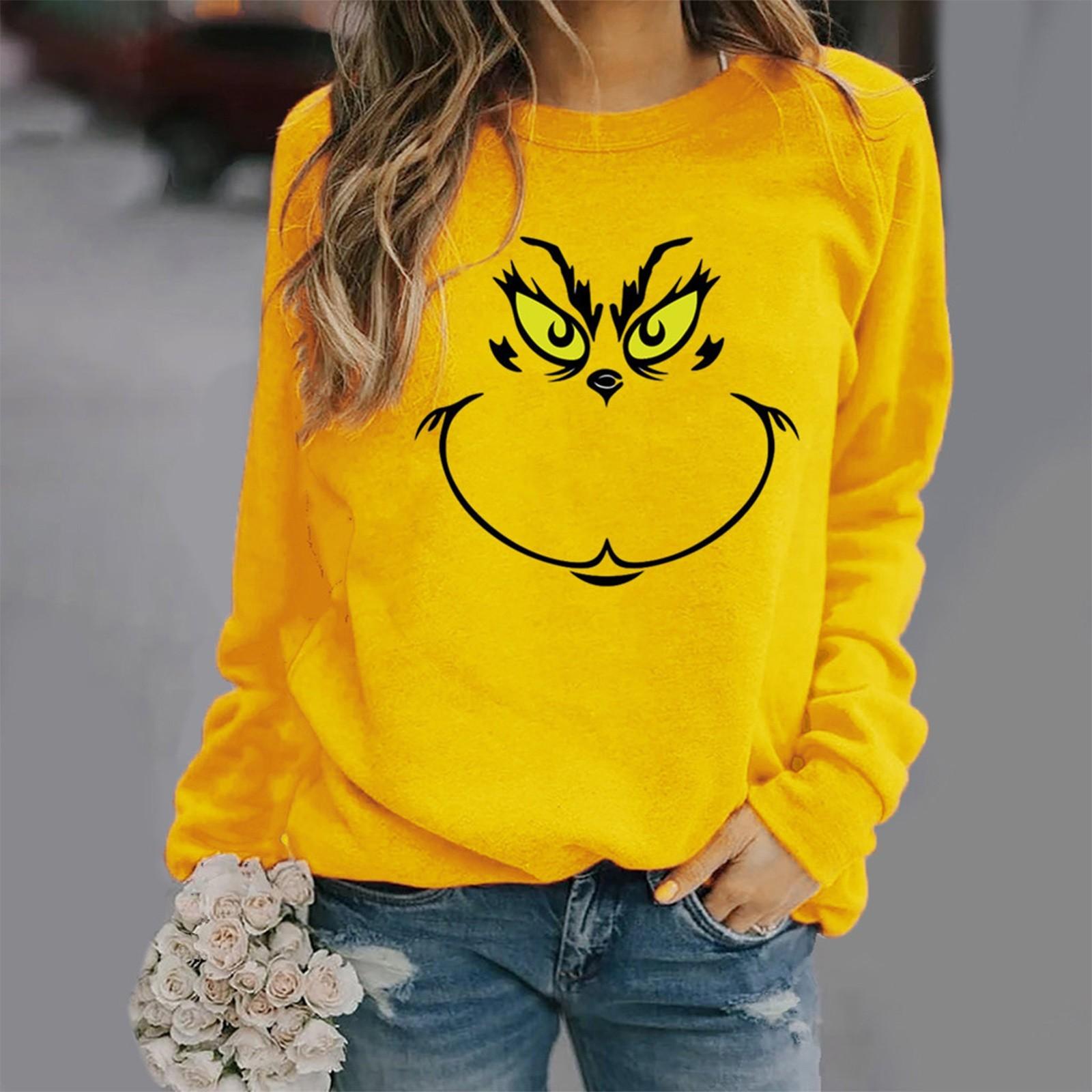 

Ladies And Winter Basic Versatile Casual Loose Fashion Printed Long Sleeve Top XL жовтий