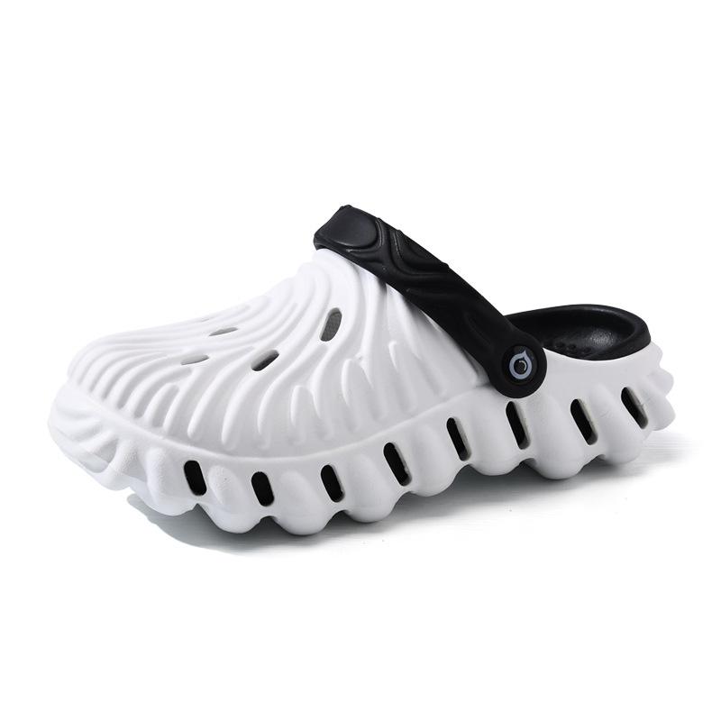 

Summer hole shoes women wear thick-soled heightening striped bag head drag beach non-slip breathable non-smelly feet contrasting sandals 35-36 білий