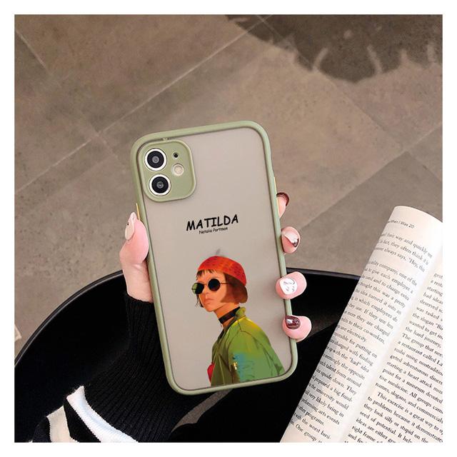 

Cartoon Killer Leon Uncle Girl Phone Case For iPhone17 16 15 14 12 11 13 Pro X XR XS Max 7 8 Plus Cute Transparent Cover Couple iphone 17ProMax