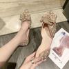 2025 Summer Women's Pointed Toe Bow Mary Jane Flats with Pearls & Rhinestones