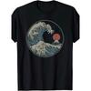 European Sizes Men'S Casual T-Shirt Hokusai Wave Print Retro Vintage Tee, Comfortable Short Sleeve Round Neck Shirt for Men All-Season Comfort Fit