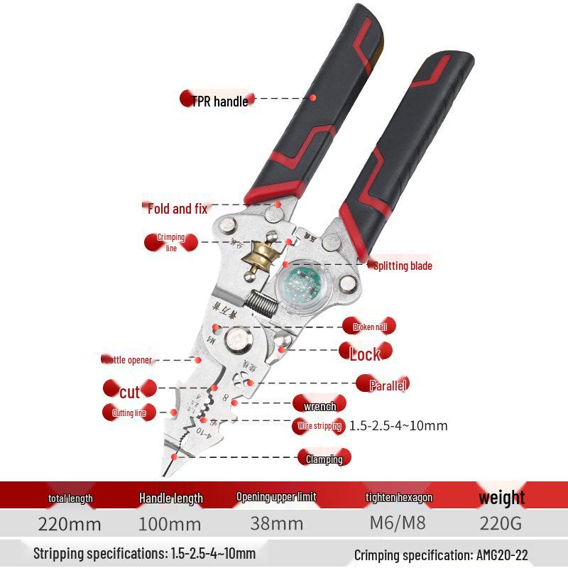 

Xiaoli Electrician s Folding Wire Stripper & Crimper with Cutting & Separating Pliers