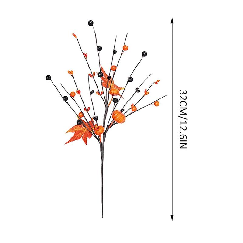 Thanksgiving Harvest Decoration Accessories Artificial Maple Leaf  Berry Stems Fake Flower Plants Centerpieces For Tables