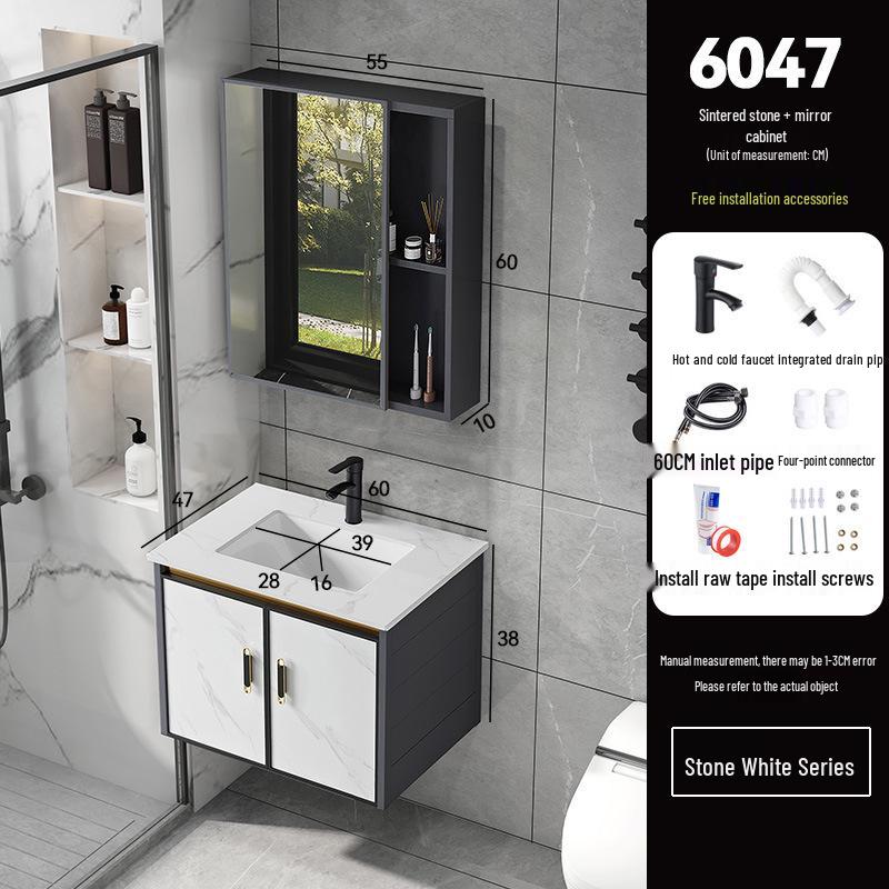 Luxury Space Aluminum Bathroom Vanity with Integrated Ceramic Basin for Compact Spaces