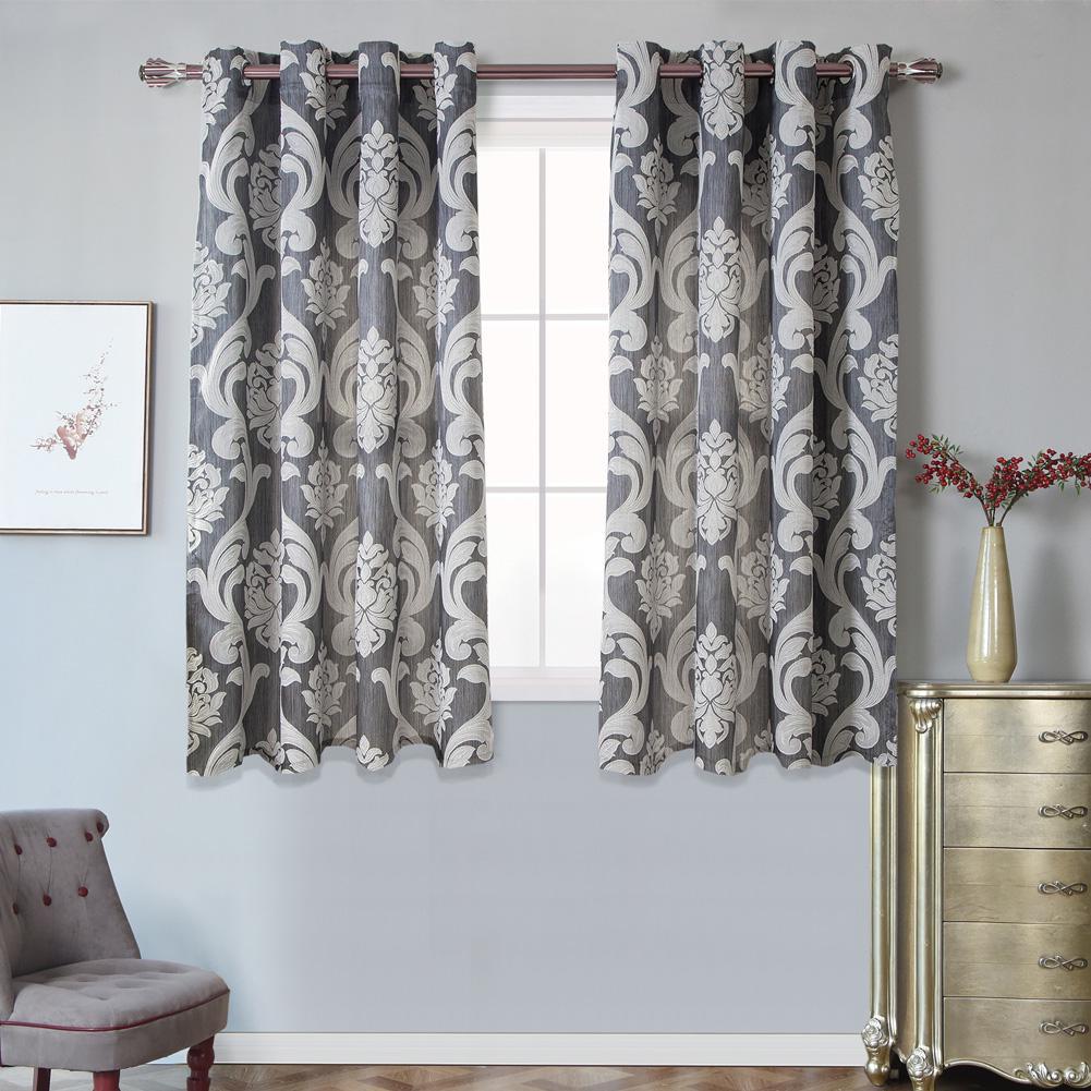 

1PC жакардові балконні двері 40% напівзатемнена віконна кільцева штора для домашнього декору Lozujoju для вітальні W100cm x L130cm сірий