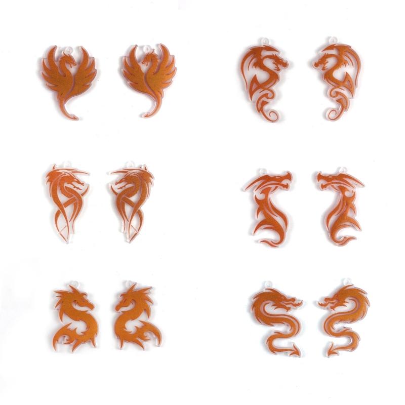 6Pcs Epoxy Assembled Molds Geometric Dragon Shape Earrings Pendant Mold Phone Keychain Pendant Silicone Mold for Decor