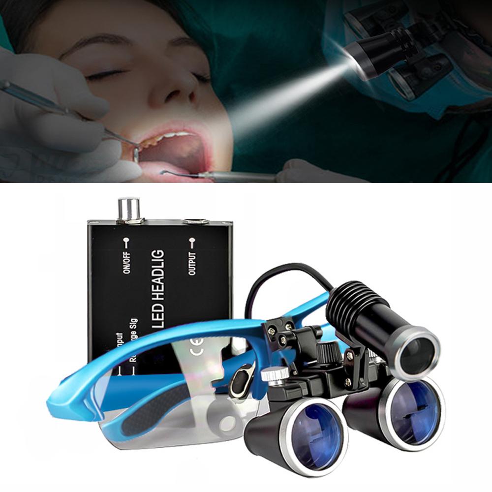 Niceden 2,5X 3,5X LED Dental Lupe Ultraleichte Binokulare Vergrößerungsbrille Zahnarzt Chirurgische Dentalbrille für Dentalchirurgie Winkel