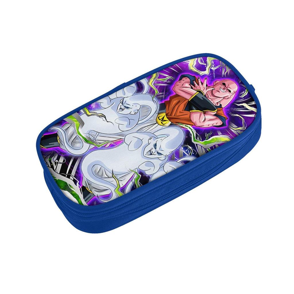 Dragon Ball Blue Double-Layer Pencil Case for Students, Goku Merchandise, Large Capacity, Wear-Resistant.