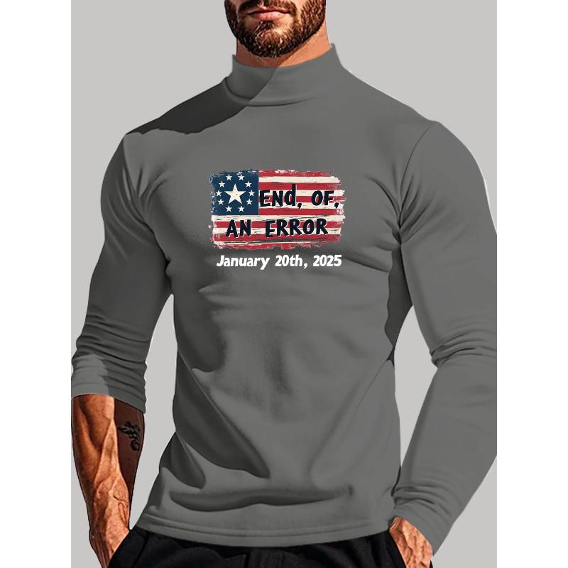 Durable Polyester Men s Mock Neck Long Sleeve, Ideal for Daily Casual Outfits S