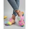 New Summer Fairy Style Colorful Fur Slippers Women's Flat Bottom Fits Outside To Wear Flip Flops Large Size