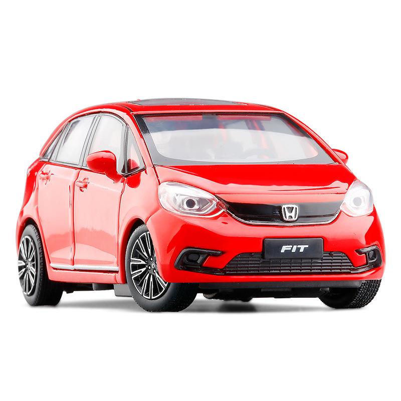 1/32 HONDA Fit GK5 Alloy Car Model Diecast Metal Toy Vehicles Car Model High Simulation Sound and Light Collection Children Gift
