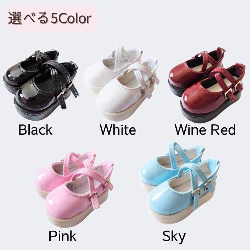 Mimori 14 Doll Shoes, BJD, MSD, MDD, Double Strap, Wide Variety of Doll Shoes (White)