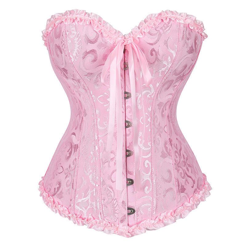 Lace Satin Waist Cincher Corset with Boning