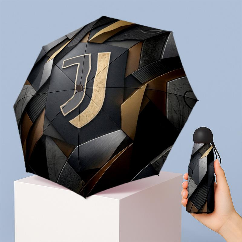 Juventus FC Pattern Printed Mini 5 Folds 8 Ribs Compact Umbrella Windproof Waterproof Lightweight Portable Folding