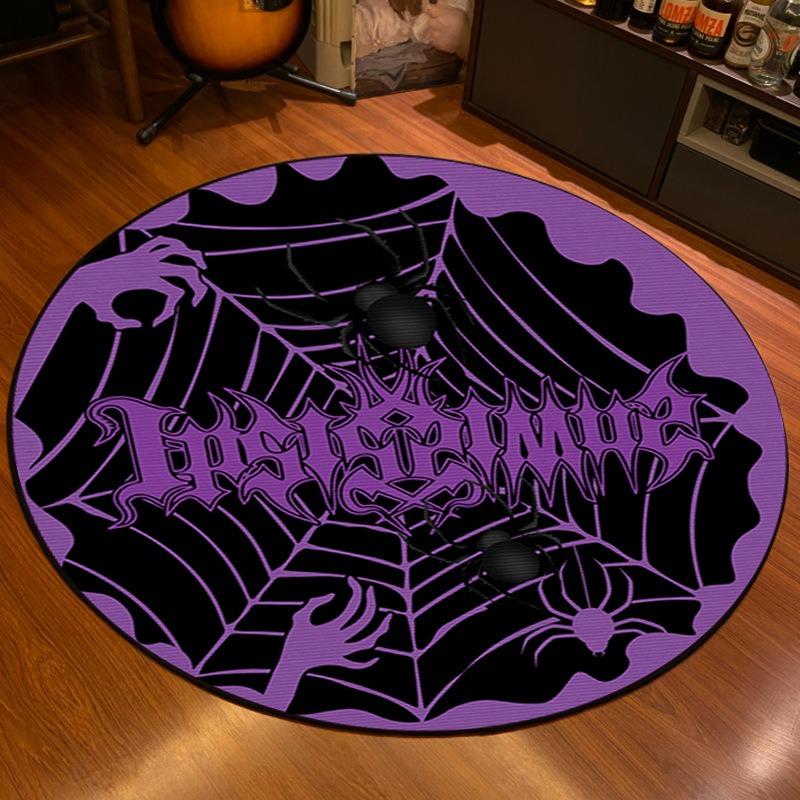Gothic Style Circular Carpet Halloween Living Room Decoration Floor Mat Skull Funny Foot Mat Cradle Mat Home Decoration