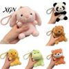 Bag Hanging Plush Toy Pendant Cartoon Animal Doll Charm Keychain with Lanyard Soft Fluffy Texture Stress Relief Table Companion