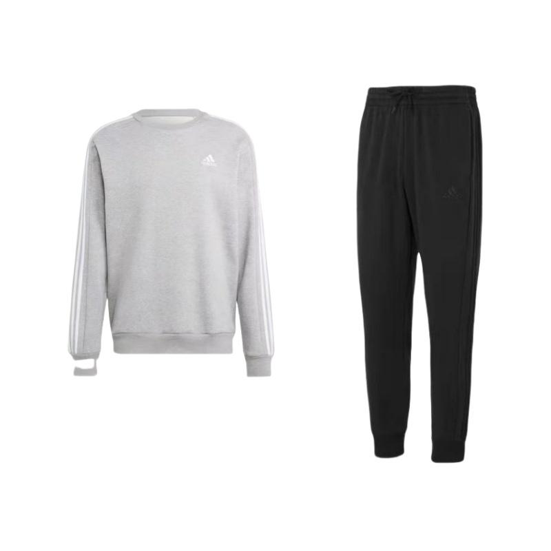 

Adidas Минималистичный фирменный логотип, буквенный полосатый дизайн, флисовый свитер с круглым вырезом и трикотажные длинные брюки с манжетами IJ8885+-IJ6470 M