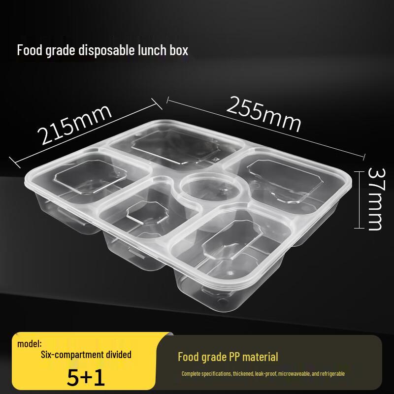 Disposable 6-Compartment Microwaveable Food Containers