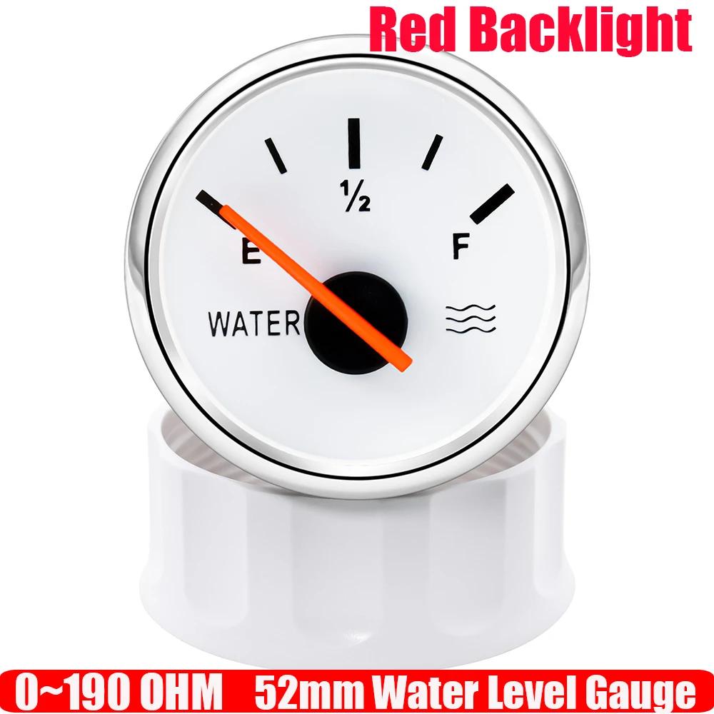 

0-190Ohm Water Float Sensor+Water Level Gauge Red Color LED 52mm Water Tank Meter Indicator For Marine Car Camper Yacht White Gauge