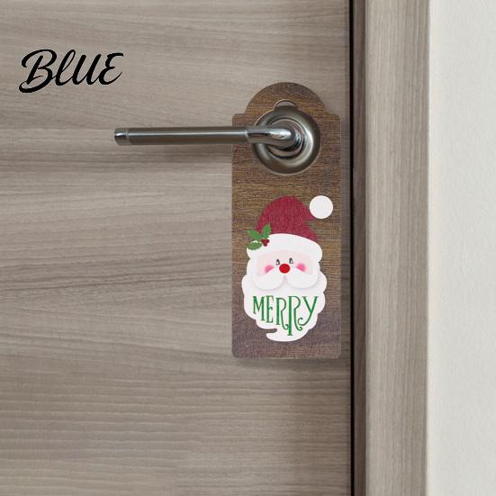 Indoor Holiday Door Ornament Wooden Christmas Hanger, Santa Claus Snowman Stocking Patterns Winter Party Sign Knob for Home Party, Festive Decorations