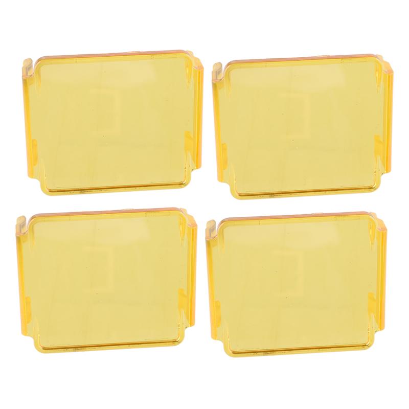 Yellow 4pcs Protective Lens Cover For 3x3 Inch Square Cube Pods LED Work Light Bar Fog Lamp Driving Light