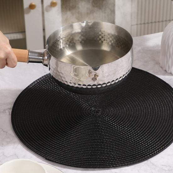 Round Woven PP Placemats Heat Resistant & Oil Proof Simple Solid Color Table Mats for Dining Kitchen Table Modern Home Decor