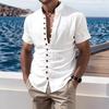 Summer new men's casual versatile shirt solid color slim-fitting short-sleeved top