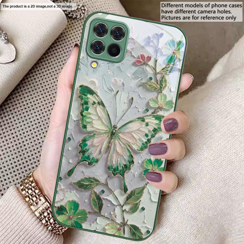 Eleganter rosa Schmetterling Für Samsung A01 02 A03 Core 04 05 A06 10 12 A13 14 5G 15 16 M02 12 Note 8 9 10 20 Glas Ultra Handyhülle