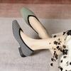 New Mid-heel Flying-woven Women's Shoes Woven Breathable Fashion Light-mouth Soft-soled Women's Single Shoes