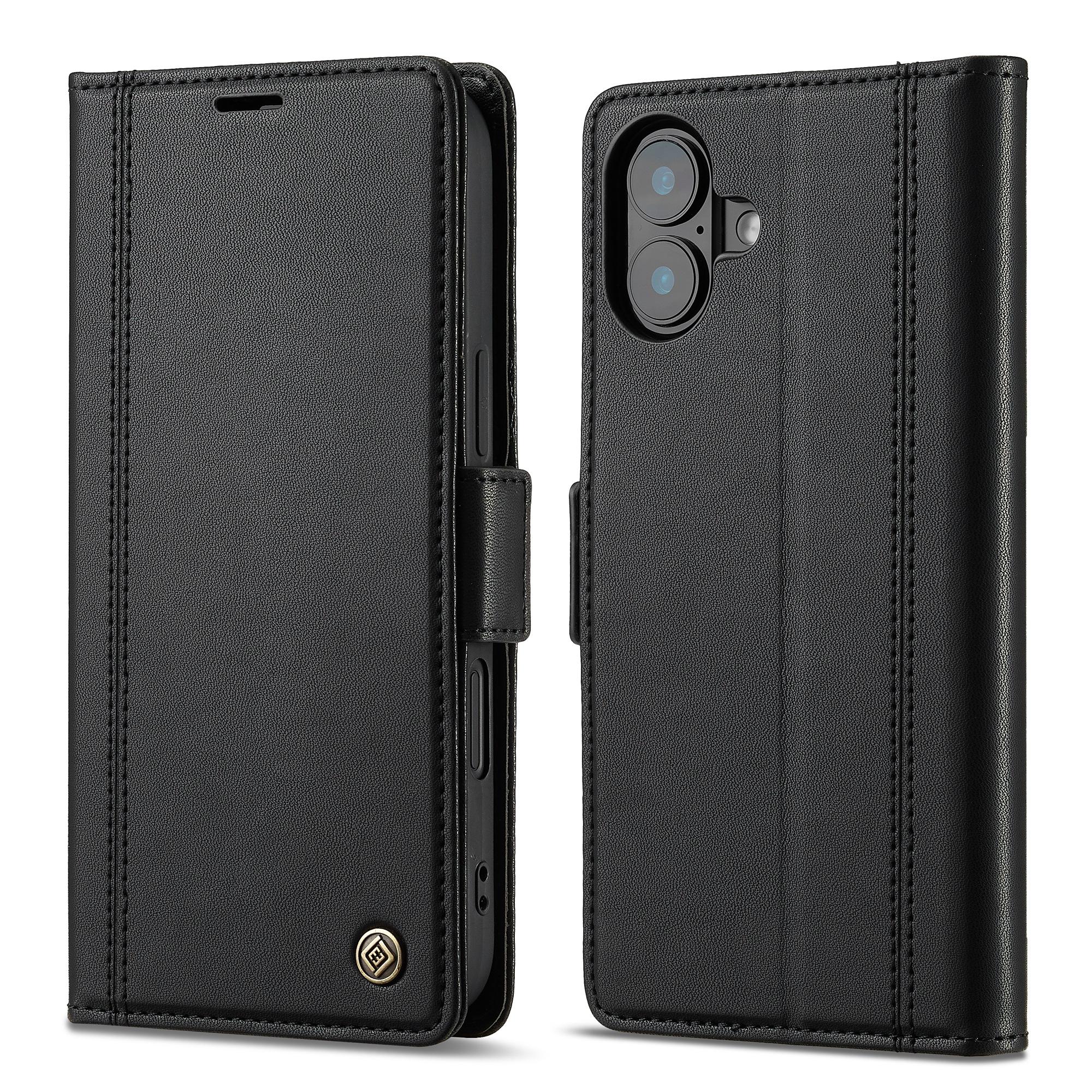 

LC.IMEEKE для iPhone 16 шкіряний чохол Imprint Lines телефон чохол гаманець підставка