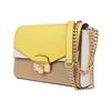 Michael Kors Kinsley Flap Commuter Chain Leather Shoulder Crossbody Bag Women Bags Khaki 35S0GYKF2T-BISQUE-MULTI