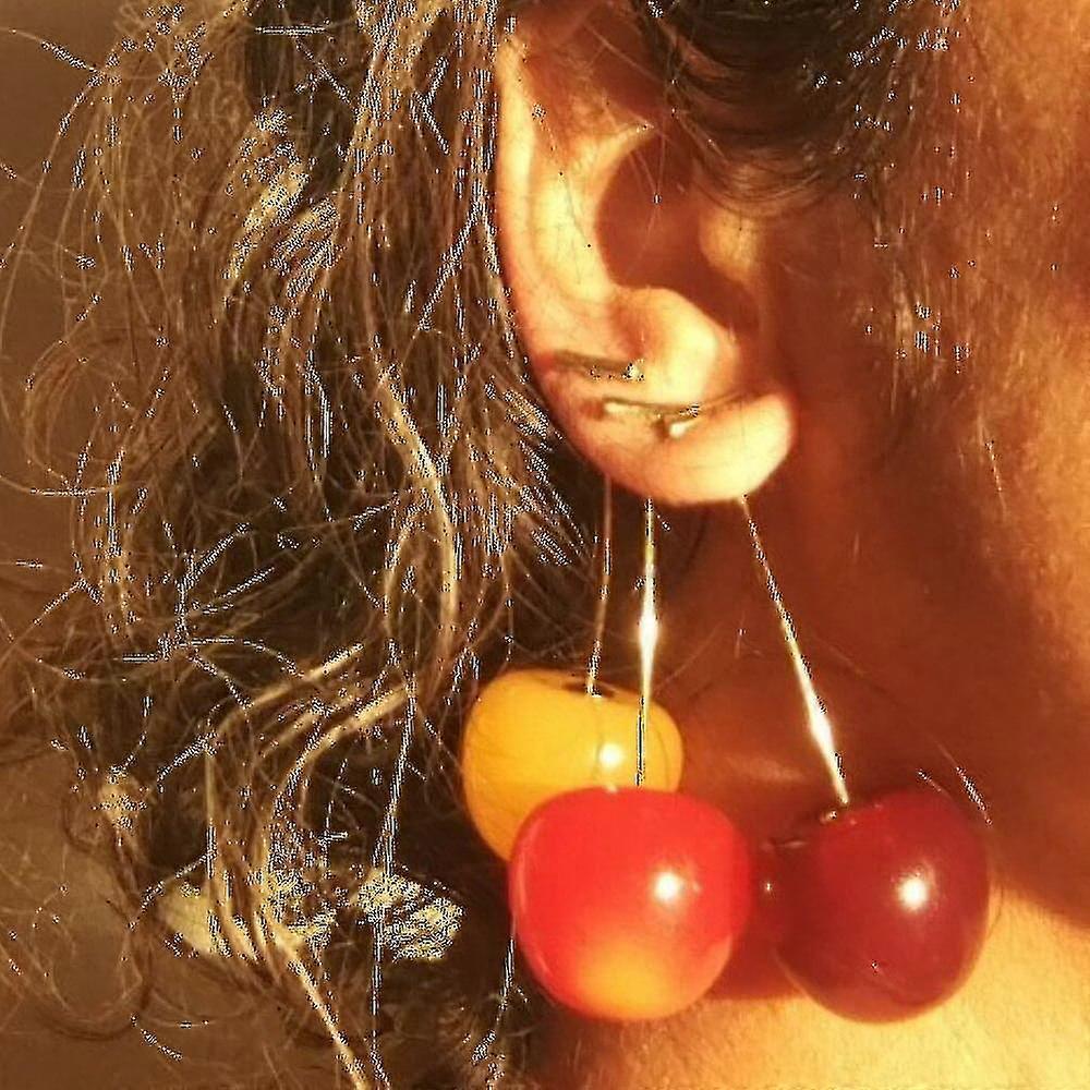 Fruit Cherry Acrylic Earrings For Women Red Long Earrings Elegant Jewelry Removable Wedding Accessories Gift