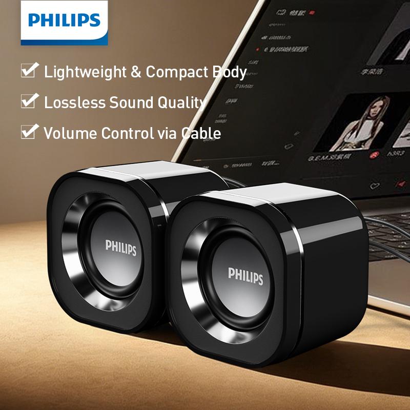 Philips SPA36 Desktop Speaker Dual-channel Stereo Metal Diaphragm Speaker Zero Delay Independent Inline Volume Control