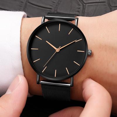 Pánské hodinky Ultratenké Quartz hodinky Růžové zlato Módní Luxusní hodinky Nemechanické hodinky Jednoduché Trend Tenký síťovaný řemínek Chlapecké Quartz hodinky
