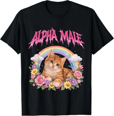 Alpha Samec Vtipné Kotě Duha Květinové Tričko