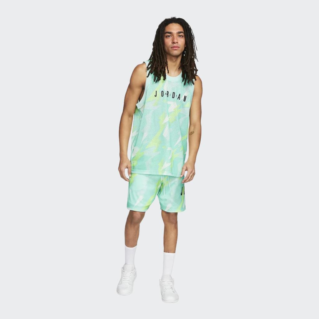 Jordan Colorblock Mesh Print Drawstring Basketball Shorts Men Bottoms Green CZ4757-675