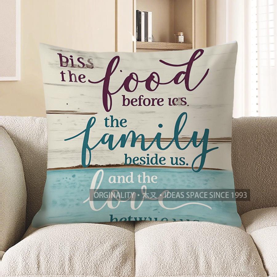 Home Decor Biss The Food, Family &amp; Love Throw Pillow Pattern Cushion Cover Suitable For Sofa Bedroom Car Pillow Cover