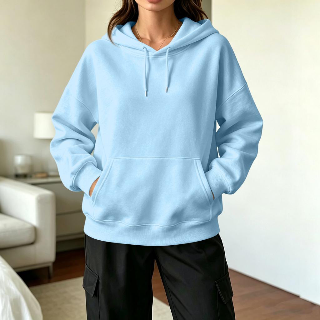 Women's Casual Hoodie with Drawstring Hood and Pockets for Everyday Wear