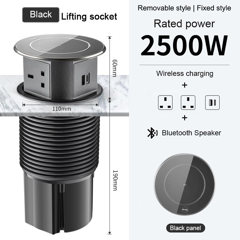 High quality intelligent lifting electric EU universal wireless charging socket embedded kitchen table invisible power plug
