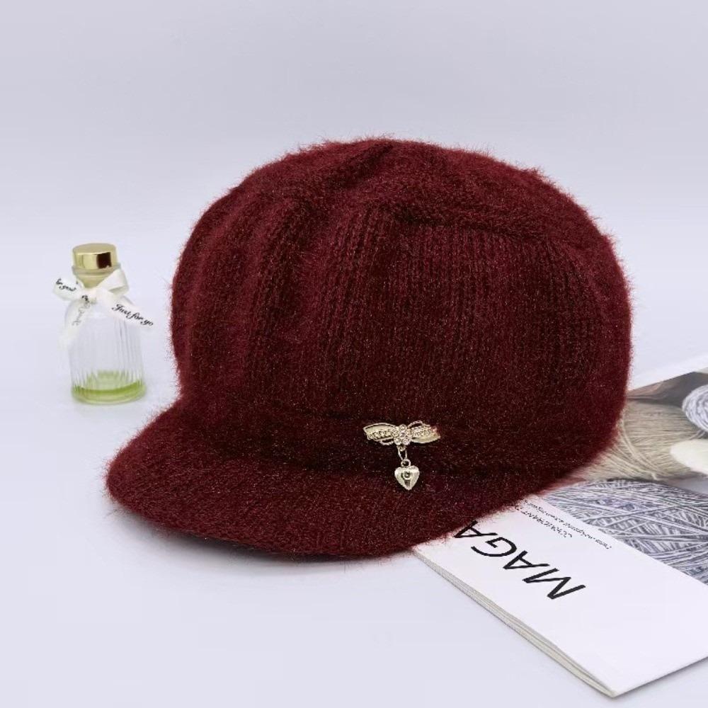 Windproof Pumpkin Beret Hat Thickened Ear Protection Cap Beanies Hat for Middle Aged Women