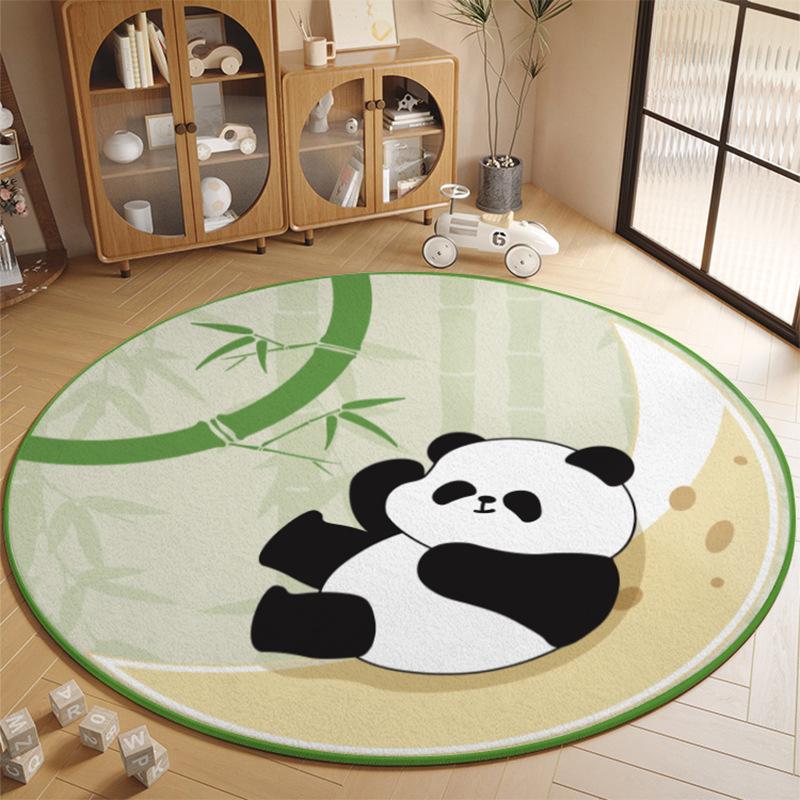 Cartoon Panda Round Carpet Cute Children's Crawling Mat Living Room Bedroom Entryway Etc Indoor and Outdoor Venues Non-slip Rug