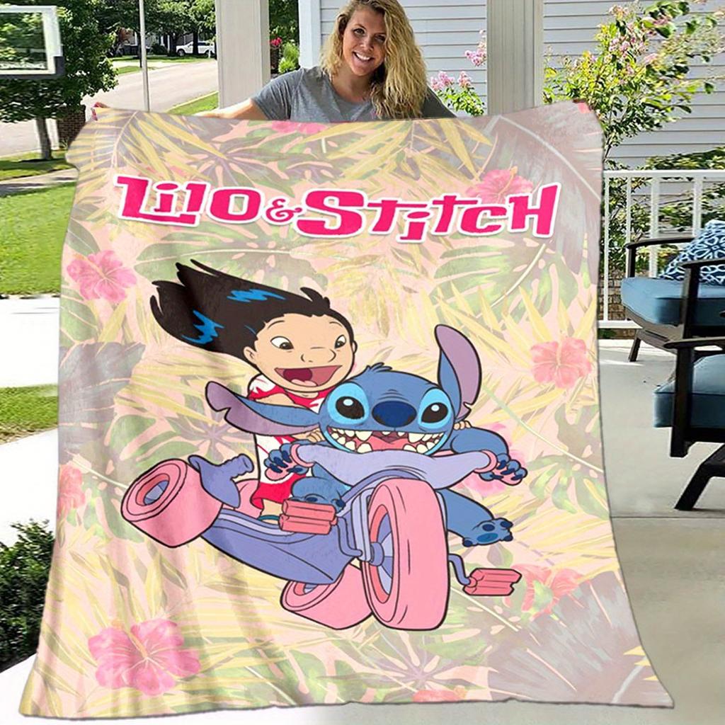1pc Stitch Printing Blanket - Soft, All-Season Throw for Living Room, Bedroom,Personalized Gift with Adorable Cartoon Design