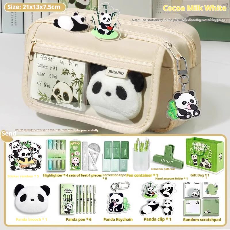 Federmäppchen mit Panda-Motiv, Große Kapazität, Hoher ästhetischer Wert, Set für Schülerinnen der Unterstufe, Schreibwarenbeutel