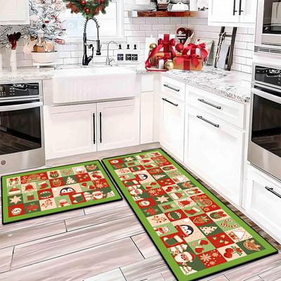 Cross-Border Cute Gingerbread Man Christmas Kitchen Mat Home Non-Slip And Dirt Mat Toilet Toilet Absorbent Door Mat