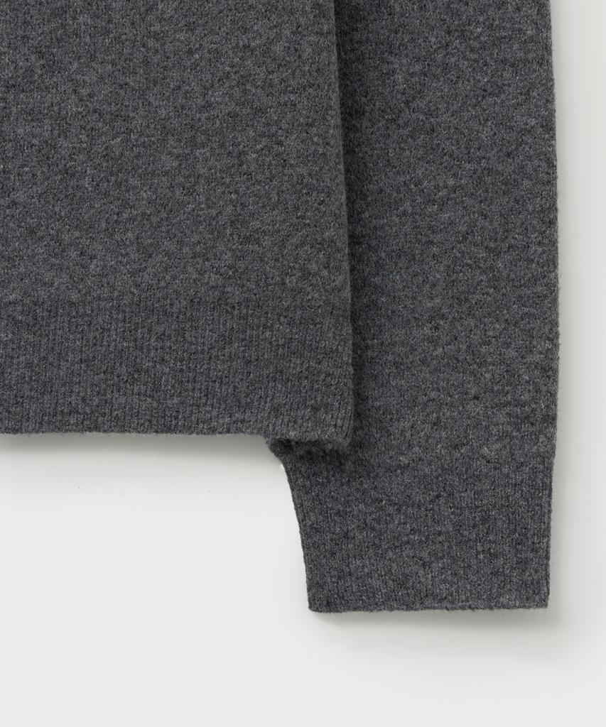 Seteo Basic Logo Jacquard Crew Neck Knit Charcoal
