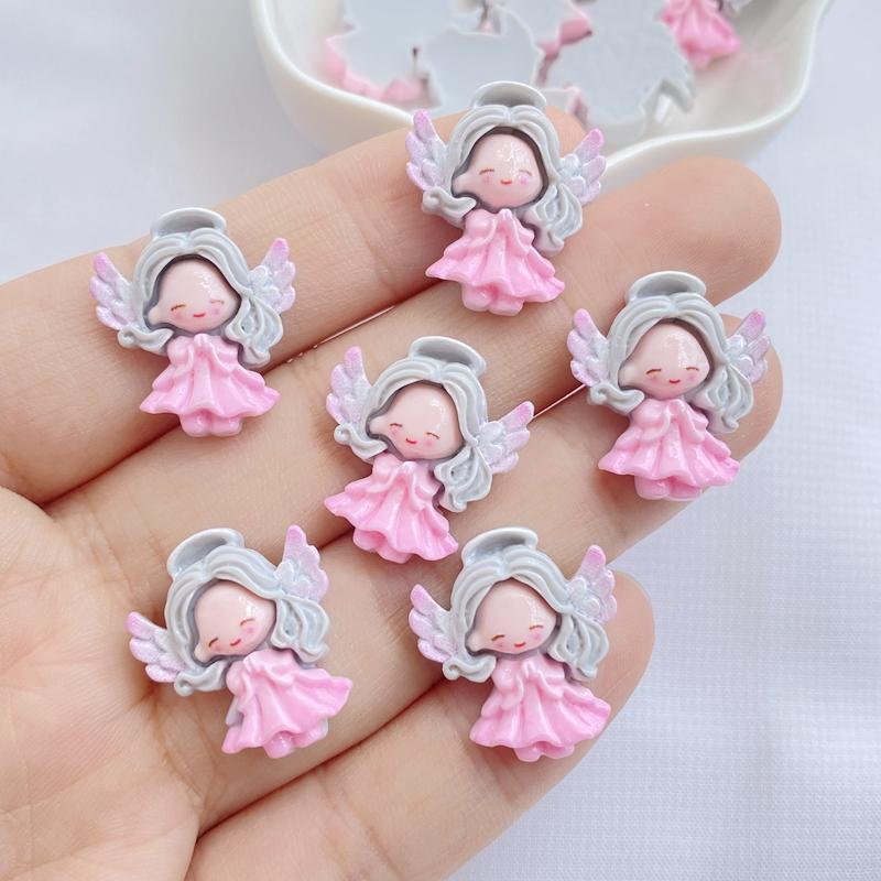 10/20Stuks Hars Kawaii Cartoon Engel Meisje Flatback Steen Interieur Prinses Fee Beeldje Plakboek Diy Accessoires Ambachten