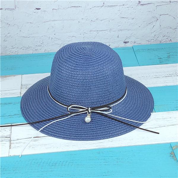 Summer hat female tide straw hat pearl versatile sunshade sunscreen bucket hat handmade foldable beach hat