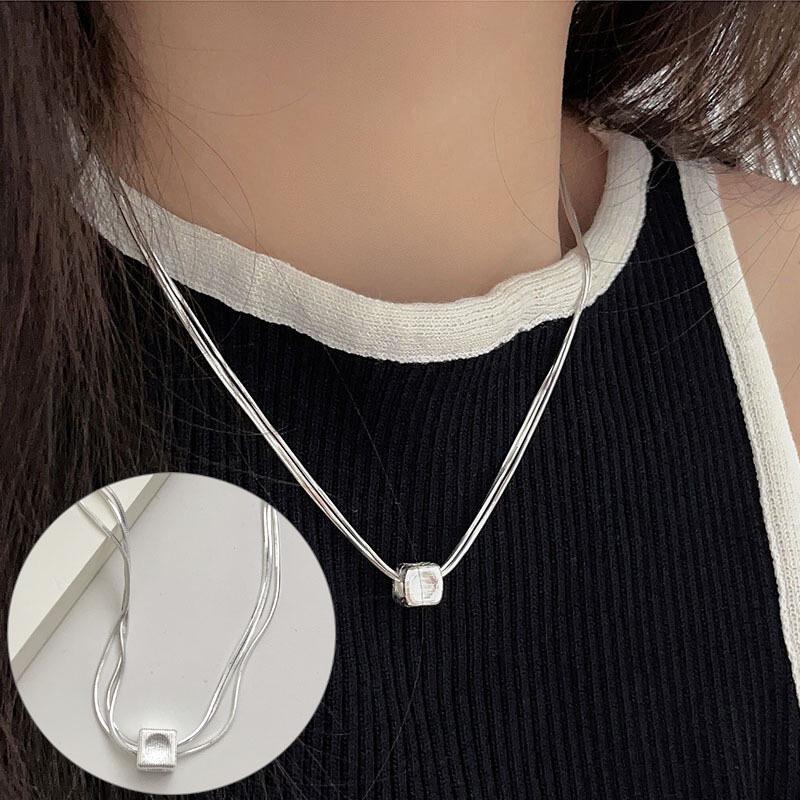 Korean Style Retro Pearl Necklace: Women's Multi-Layer Asymmetrical Clavicle Chain with OT Buckle